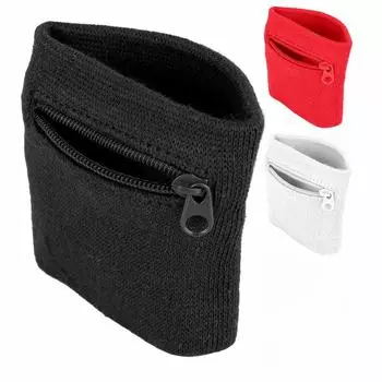 Унисекс браслет для хранения монет, ключей, карман на молнии, спортивный кошелек на запястье, тренажерный зал, бег, баскетбол белый