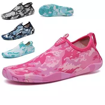 Unisex Breathable Aqua Running Shoes with Custom Grid Design Barefoot Beach Water Upstream Shoes for Men Women Rubber Bottom 35 синий