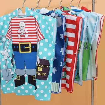 Унисекс быстросохнущая накидка для ванны из микрофибры — мягкая, симпатичная и впитывающая для детей Robot синий