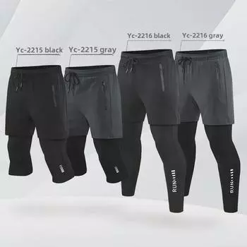 Унисекс быстросохнущие дышащие двухкомпонентные спортивные леггинсы для тренировок и бега Medium