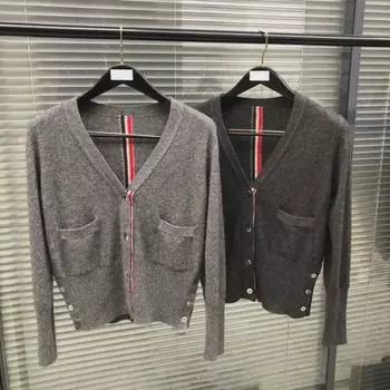 Unisex Cashmere V-Neck Cardigan Sweater Men s XL светло-серый