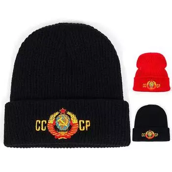 Унисекс CCCP вышитая национальная эмблема шапки кепка осень зима теплая шапка для женщин и мужчин лыжные шапки велосипедные холодные шапки красный