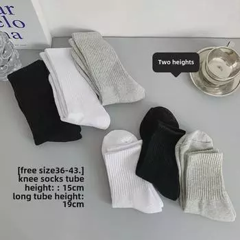 Унисекс черные махровые хлопковые носки средней длины, толстые, теплые, спортивные, для осени и зимы One size