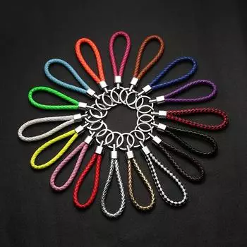 Унисекс DIY искусственная кожа кулон плетеный брелок для ключей плетеный веревочный брелок автомобильная сумка