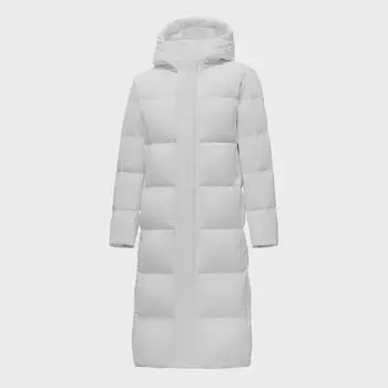 Унисекс, длинная, выше колена, толстая белая утиная пуховая куртка - зимняя, в стиле китайской оперы XL (Fill 320g)