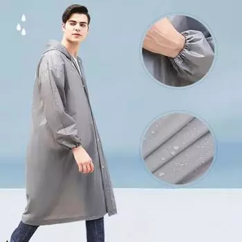 Унисекс длинный плащ из ЭВА с капюшоном, длинным рукавом и застежкой на пуговицы, водонепроницаемая и универсальная куртка, подходящая для походов и активного отдыха One-size серый