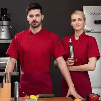 Унисекс для мужчин и женщин с коротким рукавом, черно-белая форма шеф-повара Jakcet для общественного питания, общественного питания, кухонной рабочей униформы XXXXL белый