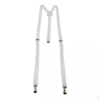Унисекс для взрослых, регулируемые, эластичные, с Y-образной спинкой, подтяжки с клипсами, белые