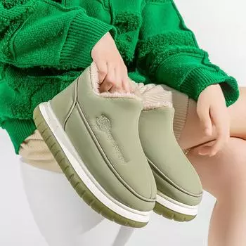 Унисекс Домашние водонепроницаемые пуховые тапочки женские зимние плюшевые тапочки пушистые хлопковые ботиночки нескользящие зимние сапоги на платформе Botas Mujer Logo 250 розовый