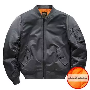 Унисекс Douyin MA-1 Pilot Jacket с хлопком, утолщенный бейсбольный воротник Thin, M