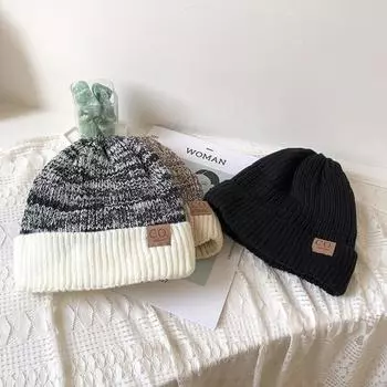 Унисекс двухцветные зимние шапки Теплая шапка-бини Повседневные осенне-зимние вязаные шапки для активного отдыха на велосипеде Защитные шапки для ушей as the picture