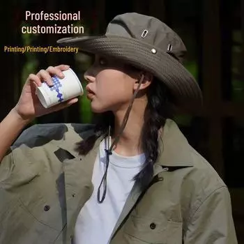 Унисекс дышащая джинсовая шляпа от солнца с завязкой для активного отдыха на свежем воздухе One Size хаки