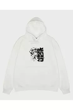 Unisex Ecru Hooded Sweatshirt 057 Ed Blk Jap