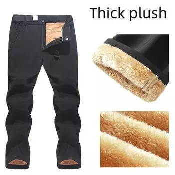 Унисекс флисовые водонепроницаемые ветрозащитные зимние брюки для активного отдыха - утолщенная мягкая оболочка для альпинизма XXL камуфляжный
