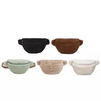 Унисекс Furry Fanny Pack на молнии, однотонная сумка на плечо, модная многофункциональная складная легкая осенне-зимняя повседневная сумка чёрный