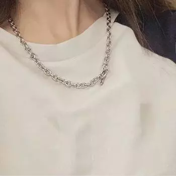 Унисекс Гонконгский стиль Панк Хип-Хоп Толстая Цепочка Ожерелье Ключица