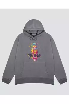 Unisex Gray Hooded Sweatshirt Finding Oni