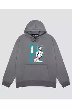 Unisex Gray Hooded Sweatshirt Rei Ayanami