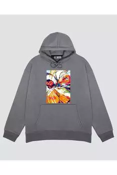 Unisex Gray Hooded Sweatshirt Saitama One Punch