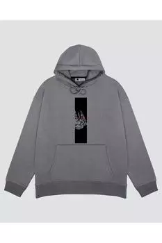 Unisex Gray Hooded Sweatshirt Sasuke Uchiha Sharingan Manga Style