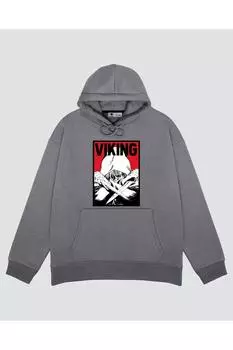 Unisex Gray Hooded Sweatshirt Thorfinn