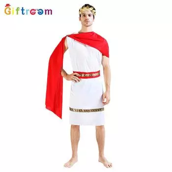 Unisex Halloween Elegant Costume Featuring Egyptian And Greek Inspired Red Cloak 109