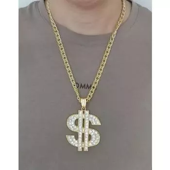 Унисекс хип-хоп сплав доллар символ тег кулон ожерелье ювелирные изделия с цепочкой (золотой) золотой