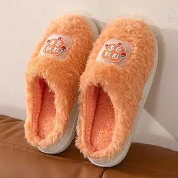 Унисекс хлопковые тапочки зимние домашние тихие и нескользящие пары носят плюшевую хлопковую обувь на открытом воздухе для мужчин и женщин 2024 40-41 серый