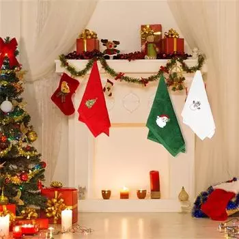 Унисекс хлопок Рождественский инновационный комплект полотенец Хэллоуин Рождественские подарки Кухонное полотенце для рук Вышитые праздничные полотенца белый