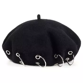 Унисекс Индивидуальность Железное кольцо Берет Мужчины Женщины Художники Шапки Осень Зима Теплые Береты Плоские Кепки