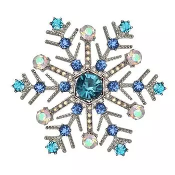 Унисекс, инкрустированная искусственным драгоценным камнем брошь в виде снежинки, значок на булавке, рождественский подарок ювелирных изделий