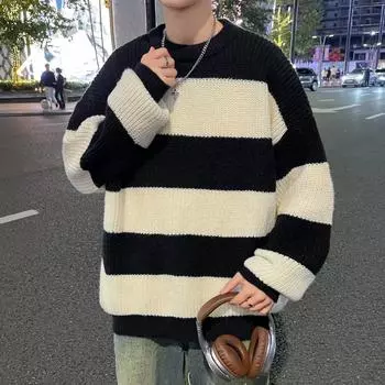 Unisex Japanese-Style Striped Sweaters: Retro Harajuku Knits for Autumn/Winter L