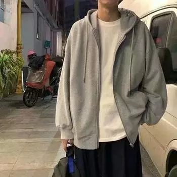 Унисекс кардиган на молнии с флисовой подкладкой - Весенне-летняя повседневная толстовка свободного кроя L