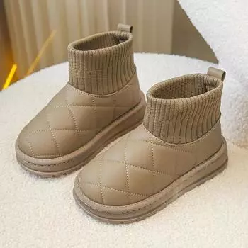 Unisex Kids Snow Boots Fashion Classic Warm Thick Thermal Plush Boys Girls Sock Boots Children Winter Boots for Boys Girls New 26 розовый