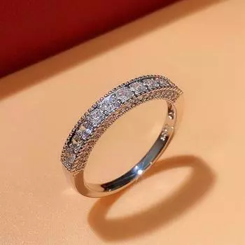 Унисекс кольцо круглый кубический цирконий ювелирные изделия сияющий яркий блеск кольцо на палец Валентина US 7 серебряный