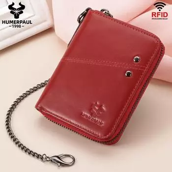 Унисекс короткий кошелек из натуральной кожи с кошельком для монет, изготовлен из первого слоя коровьей кожи, много отделений для карт, держатель для карт красный