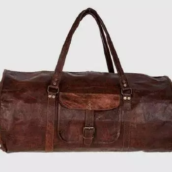 Унисекс Кожаная очень большая винтажная спортивная сумка для путешествий в спортзал и выходных на ночь мужская сумка 25 X 9 X 7 in коричневый