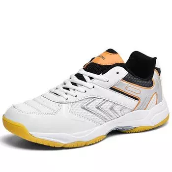 Унисекс кожаные резиновые нескользящие туфли для бадминтона для настольного тенниса, дышащая женская спортивная обувь для тенниса, мужские кроссовки 36 белый