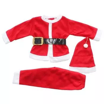 Унисекс красная шапка с поясом Санта-Клаус детский комплект