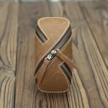 Унисекс креативная ретро Crazy Horse натуральная кожаная сумка для ключей на молнии сумка для ключей дверная машина с ретро кожаная мужская и женская сумка для ключей