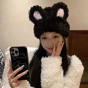 Унисекс кроличьи ушки милые шапки осень зима теплая шапка хип-хоп шапка шапки для женщин мужчин розовый