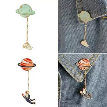 Унисекс Кролик Астронавт Кулон Земля Планета Одежда Значки Брошь Булавка Astronaut