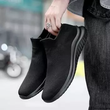 Унисекс кроссовки женские удобные повседневные носки обувь модная обувь для ходьбы сетчатая дышащая амортизация 37 чёрный