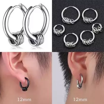 Унисекс круги хип-хоп стальные серьги-обнимашки вечерние клубные ювелирные изделия подарок 14 mm серебряный