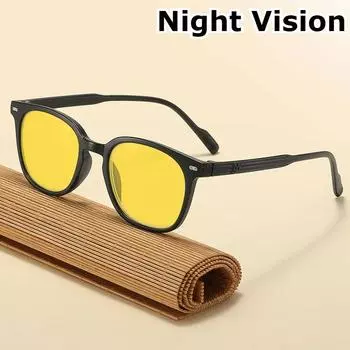 Унисекс Круглая оправа для вождения Очки ночного видения для женщин и мужчин Ретро Ультралегкие солнцезащитные очки Очки Новые Очки, Блокирующие Синий Свет