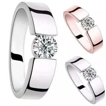 Унисекс Круглый Цирконий Инкрустированное Кольцо На Палец Свадьба Обручальное Ювелирное Подарок US 10 серебряный