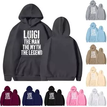 Унисекс круглый вырез длинный рукав принтованный топ с капюшоном L чёрный