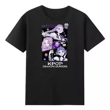 Унисекс Круглый вырез Повседневный принт Футболка с короткими рукавами Топ L чёрный