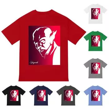 Унисекс Круглый вырез Повседневный принт Футболка с короткими рукавами Топ L