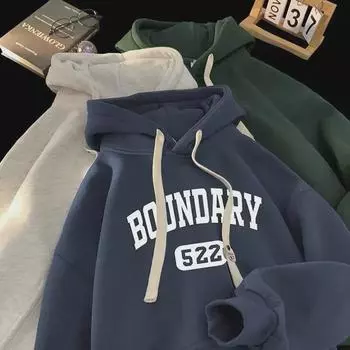 Унисекс-куртка-свитшот в стиле американского ретро с подкладкой из бархата для весны, осени и зимы 4XL